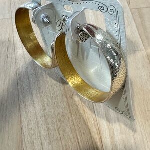 Brighton Ferrara Silver and Gold Hoop Earrings NWT